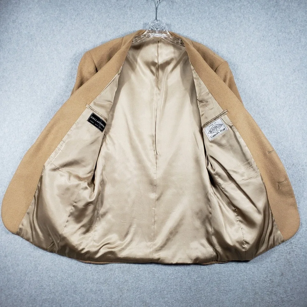 Vintage Dellapenna Camel Hair Blazer 40R Tan Sport Coat USA‎ Indie Sleaze Grunge